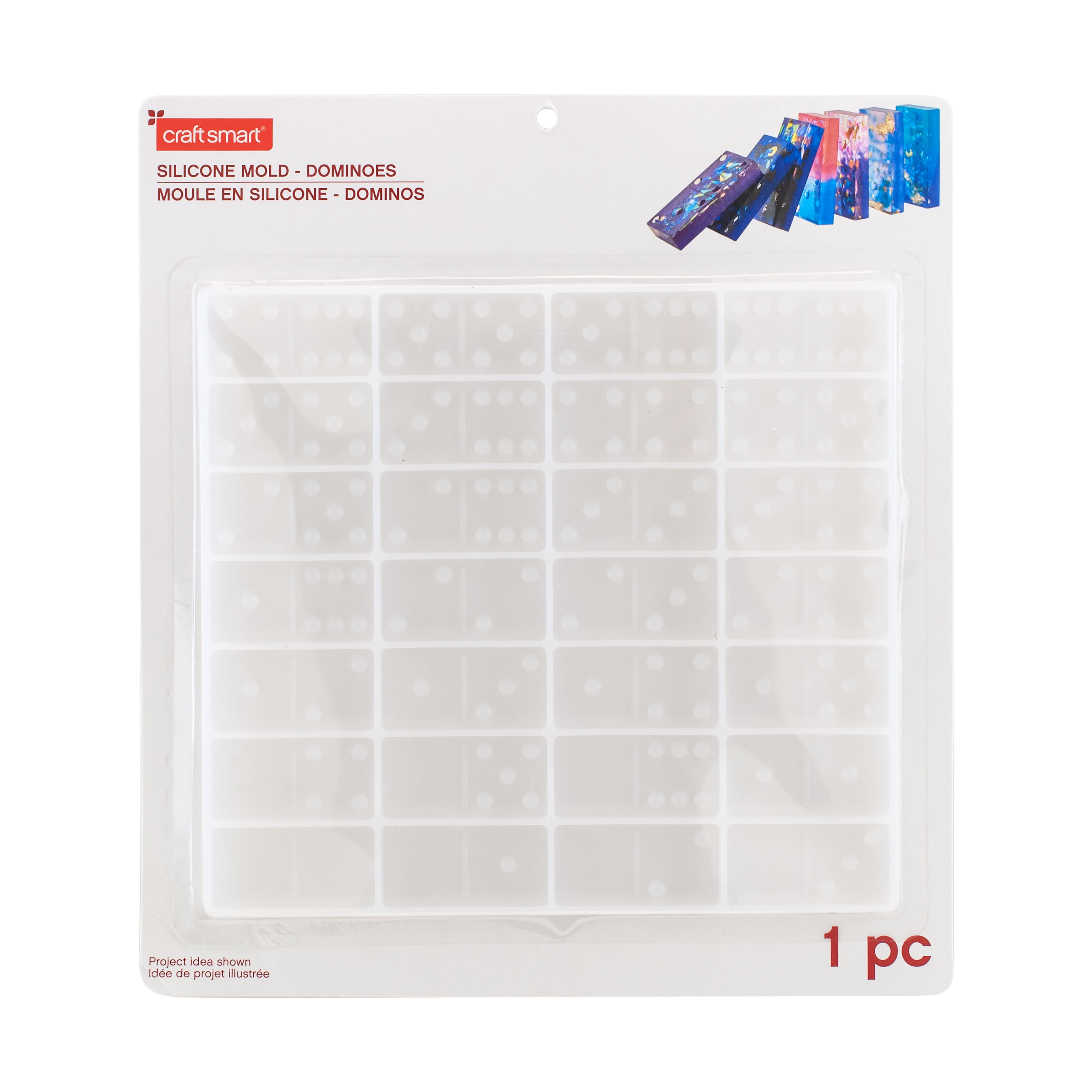 Craft Smart Dominoes Silicone Mold - 8.27" x 7.48", 28 Cavities per Mold, Clear Silicone - Ideal for Resin Casting, DIY Crafts & Gifts, 6 Pack