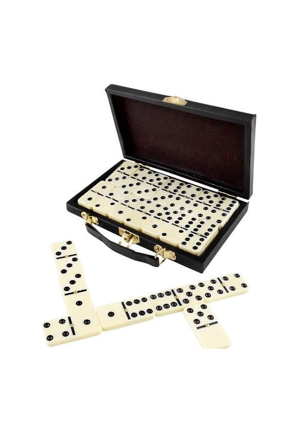 Classic Dominoes Set, 28 Pieces, Faux Leather Case, for Ages 3+