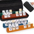 thumbnail image 1 of Double 6 Dominos Set for Adults with 28 Tiles 2x1x0.28 Inches & 4 Silicone Domino Racks 10x1.18x1.18 Inches, Classic Board Games with Portable Case for Family Game Nights & Travel, 1 of 9