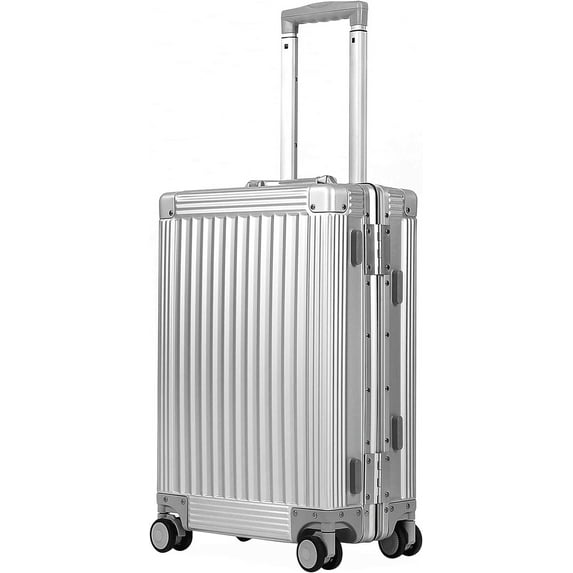 Dominox 26" Unisex Hardside Spinner Carry On Checked Luggage, Silver