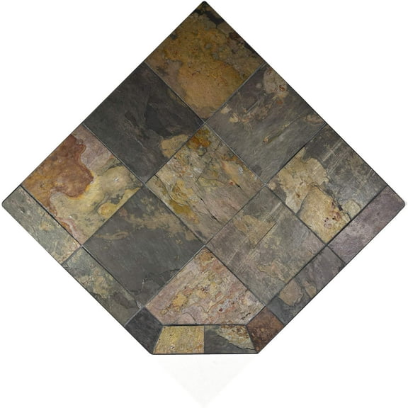 Dominus Heat Corner Hearth Pad - Peacock Slate