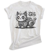 Domo Arigato Cat T-shirt, Unisex Womens Mens Shirt, Cat Robot Kitten Kitty Roboto Cute Japanese, Heather Ash, X-Small