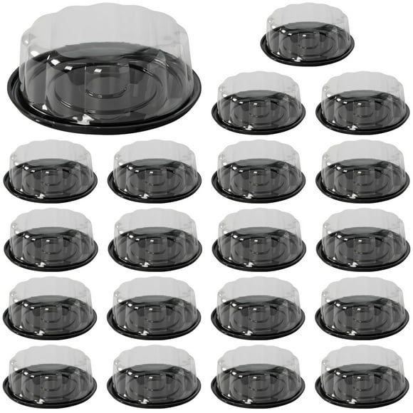 20 Pack 10-Inch Disposable Plastic Cake Container with Dome Lids,Clear Plastic Cake Carrier,Disposable Cake Holder for Transport, Displaying, Storing Cakes
