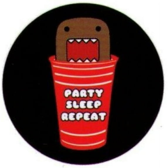 Domo-Kun Party Sleep Repeat 1.25" Button