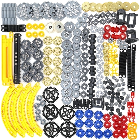 Domoni Technical Parts Gear Set for Lego Kits, 235 Pieces Car Gear Rack Driving Clutch Differential Building Blocks Set - Compatible with Major Brands