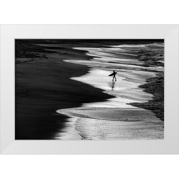 Domont, Jois 18x13 White Modern Wood Framed Museum Art Print Titled - Lonely Surfer 2