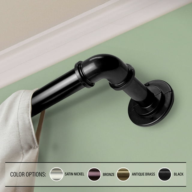 Domovina 1" Industrial Pipe Design Adjustable Pole-Color:Black,Size:28"-48"