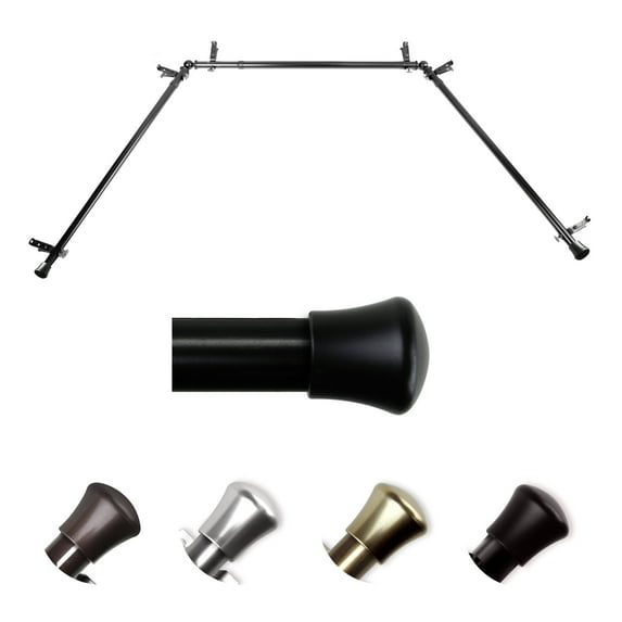 Domovina 13/16" Bay Window Curtain Rod-Color:Black,Size:78-144"