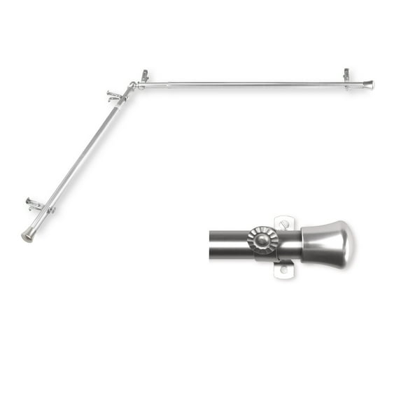 Domovina 13/16" Single Corner Curtain Rod-Color:Satin Nickel,Size:28-48"