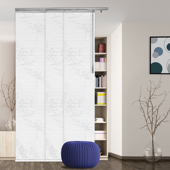 Domovina 3 Panel Track Vertical Blinds, Adjustable 36-66"W x 116"H - Bloom