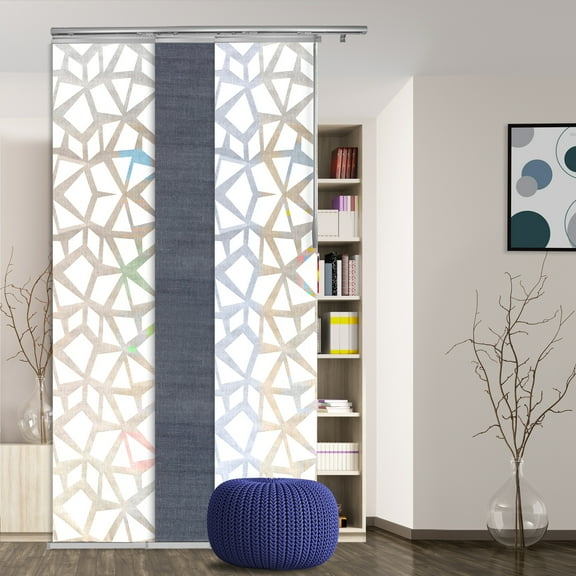 Domovina 3 Panel Track Vertical Blinds, Adjustable 36-66"W x 116"H - Splinter/Anan