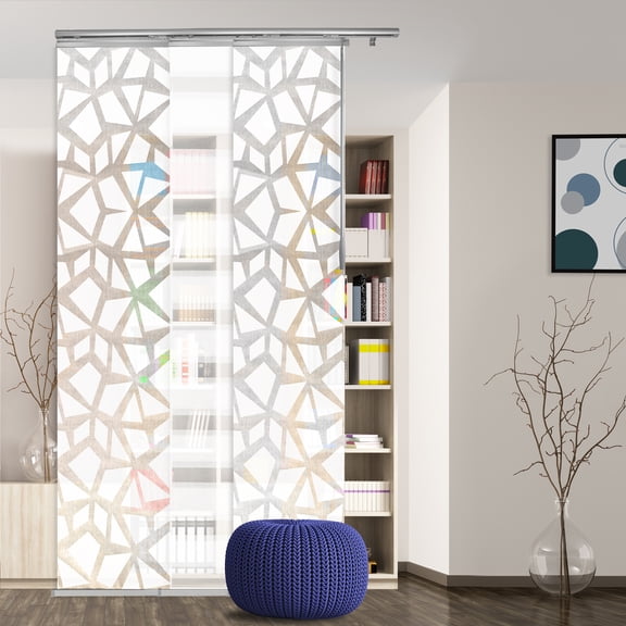 Domovina 3 Panel Track Vertical Blinds, Adjustable 36-66"W x 116"H - Splinter/Kindal