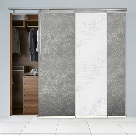 Domovina 3 Panel Track Vertical Blinds, Adjustable 36-66"W x 91.4"H - Bloom/Aina