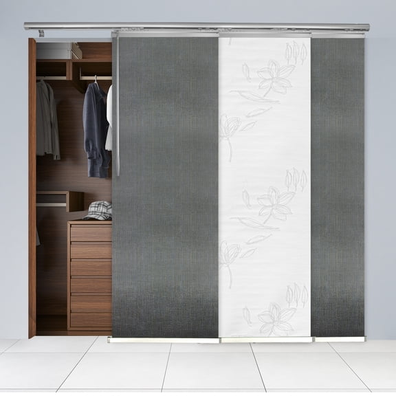 Domovina 3 Panel Track Vertical Blinds, Adjustable 36-66"W x 91.4"H - Bloom/Else