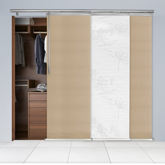 Domovina 3 Panel Track Vertical Blinds, Adjustable 36-66"W x 91.4"H - Bloom/Lydos