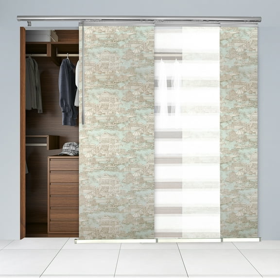 Domovina 3 Panel Track Vertical Blinds, Adjustable 36-66"W x 91.4"H - Kindal/Henna