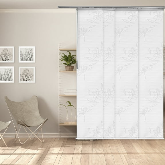 Domovina 4 Panel Track Vertical Blinds, Adjustable 48-88"W x 116"H - Bloom