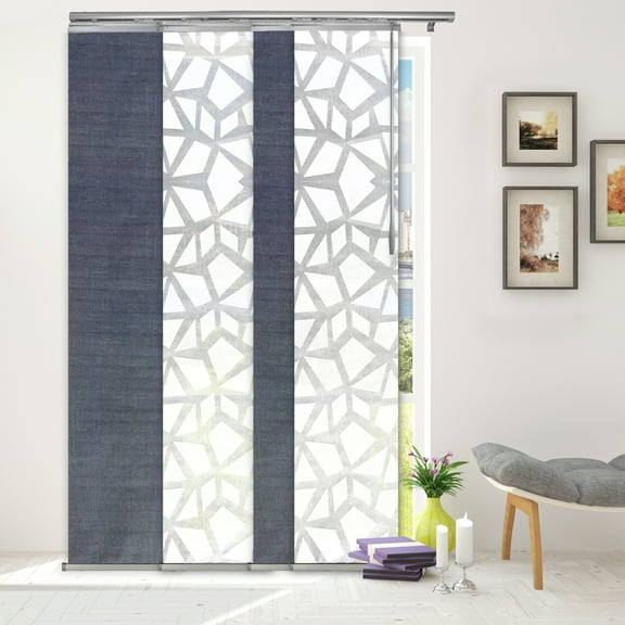 Domovina 4 Panel Track Vertical Blinds, Adjustable 48-88"W x 116"H - Splinter/Anan