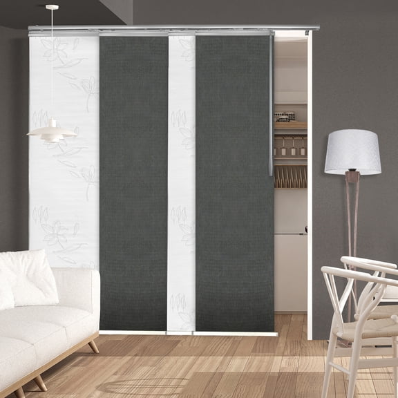 Domovina 4 Panel Track Vertical Blinds, Adjustable 48-88"W x 91.4"H - Bloom/Adelaide