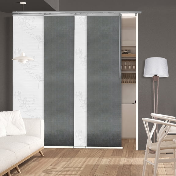 Domovina 4 Panel Track Vertical Blinds, Adjustable 48-88"W x 91.4"H - Bloom/Else
