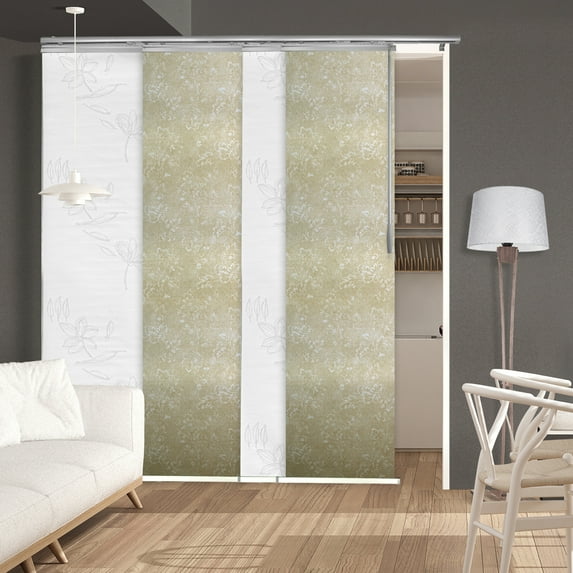 Domovina 4 Panel Track Vertical Blinds, Adjustable 48-88"W x 91.4"H - Bloom/Fenna