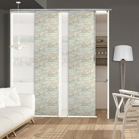 Domovina 4 Panel Track Vertical Blinds, Adjustable 48-88"W x 91.4"H - Kalyna/Henna
