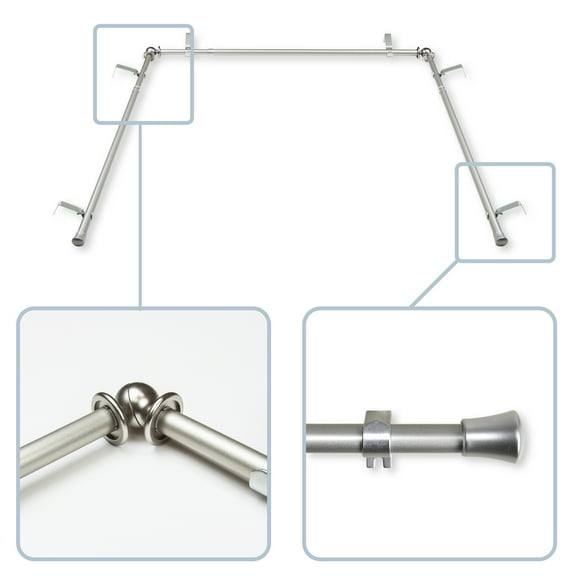 Domovina 5/8" Bay Window Curtain Rod-Color:Satin Nickel