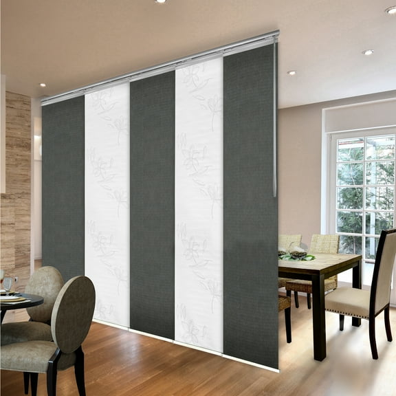 Domovina 5 Panel Track Vertical Blinds, Adjustable 58-110"W x 91.4"H - Bloom/Adelaide