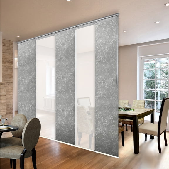 Domovina 5 Panel Track Vertical Blinds, Adjustable 58-110"W x 91.4"H - Kalyna/Aina