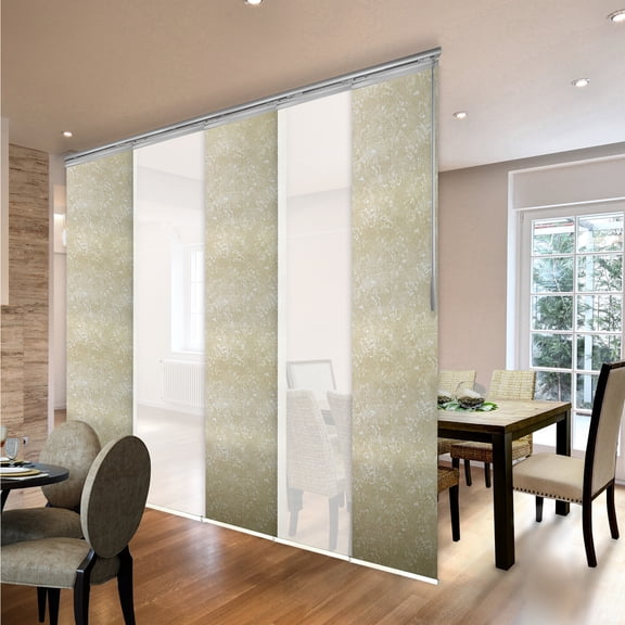 Domovina 5 Panel Track Vertical Blinds, Adjustable 58-110"W x 91.4"H - Kalyna/Fenna