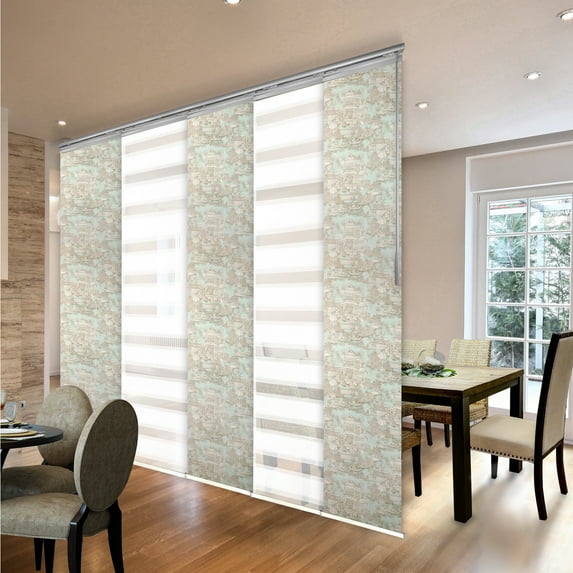 Domovina 5 Panel Track Vertical Blinds, Adjustable 58-110"W x 91.4"H - Kindal/Henna
