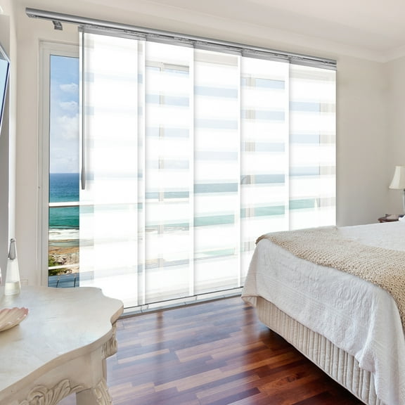 Domovina 6 Panel Track Vertical Blinds, Adjustable 70-130"W x 116"H - Kindal