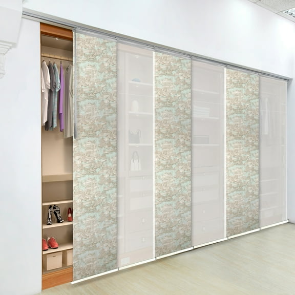 Domovina 6 Panel Track Vertical Blinds, Adjustable 70-130"W x 91.4"H - Kalyna/Henna