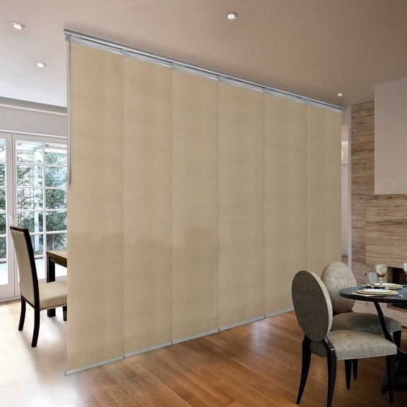 Domovina 6 Panel Track Vertical Blinds, Adjustable 70-130"W x 91.4"H - Lydos