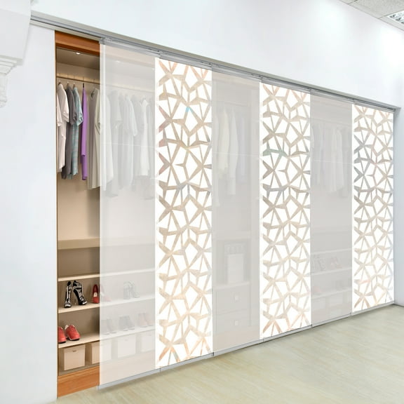 Domovina 6 Panel Track Vertical Blinds, Adjustable 70-130"W x 91.4"H - Splinter/Kalyna