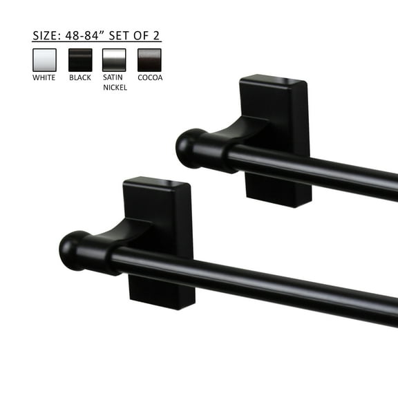Domovina 7/16" Magnetic Rod, 48-84 inch (Set of 2)-Color:Black,Size:48-84"