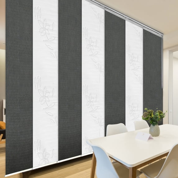 Domovina 7 Panel Track Vertical Blinds, Adjustable 110-153"W x 91.4"H - Bloom/Adelaide
