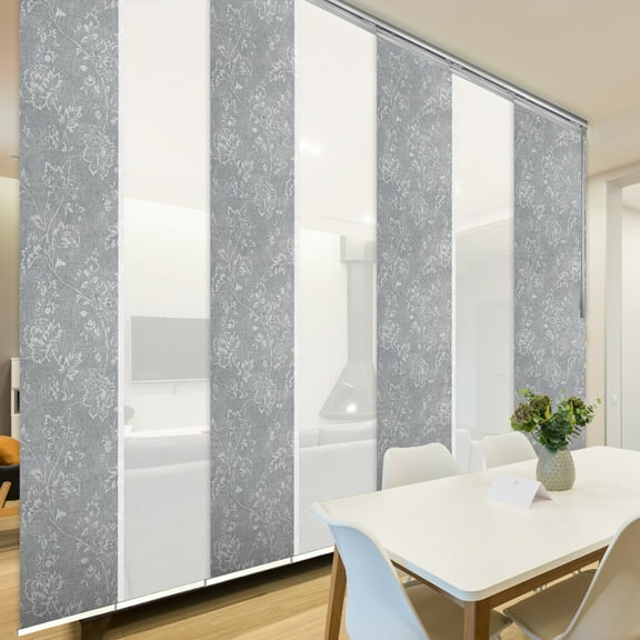 Domovina 7 Panel Track Vertical Blinds, Adjustable 110-153"W x 91.4"H - Kalyna/Aina