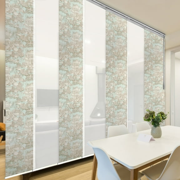 Domovina 7 Panel Track Vertical Blinds, Adjustable 110-153"W x 91.4"H - Kalyna/Henna