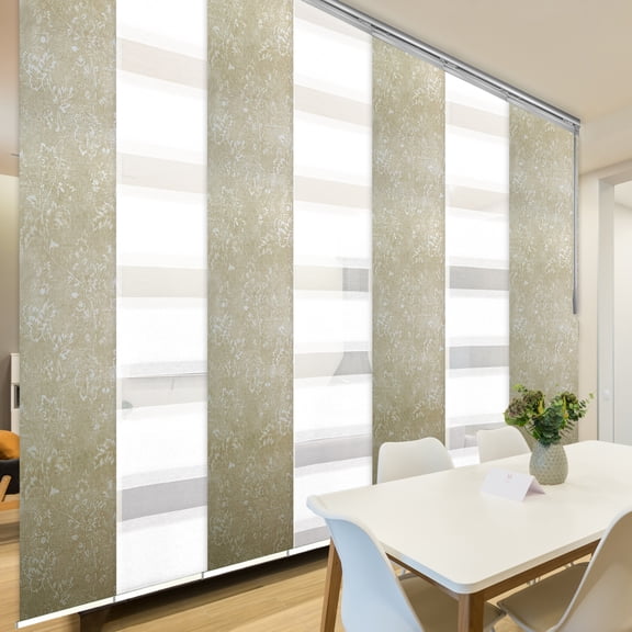 Domovina 7 Panel Track Vertical Blinds, Adjustable 110-153"W x 91.4"H - Kindal/Fenna