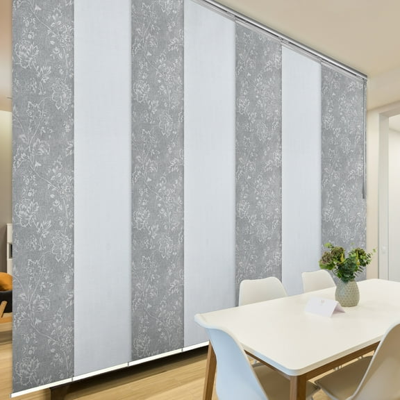 Domovina 7 Panel Track Vertical Blinds, Adjustable 110-153"W x 91.4"H - Salome/Aina