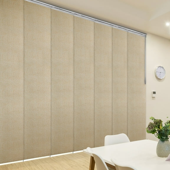 Domovina 7 Panel Track Vertical Blinds, Adjustable 110-153"W x 91.4"H - Shel