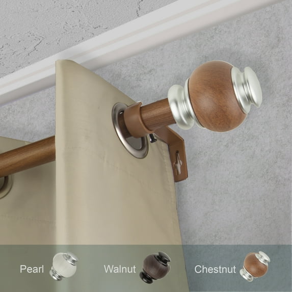 Domovina Abbie 1" Faux Wood Curtain Rod-Color:Chestnut,Size:160-240"