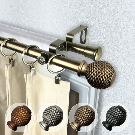 Domovina Abel 13/16" Double Curtain Rod-Color:Antique Brass,Size:66-120"