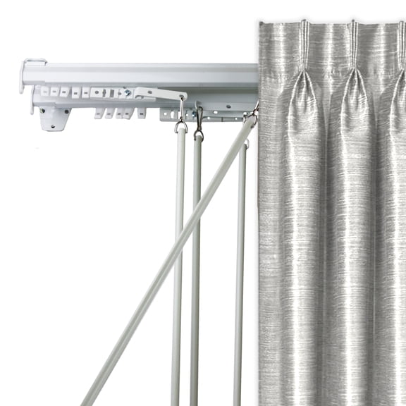 Domovina Adjustable Baton Draw Double Traverse Curtain Rod-Color:White,Size:48-84"