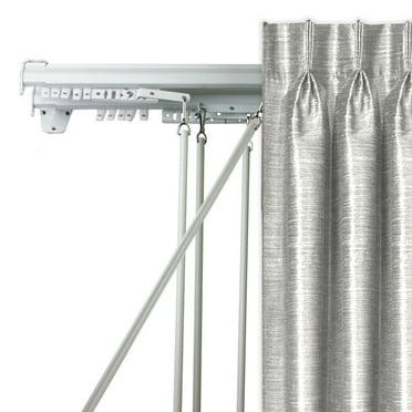 Domovina Adjustable Baton Draw Double Traverse Curtain Rod-Color:White,Size:66-120"