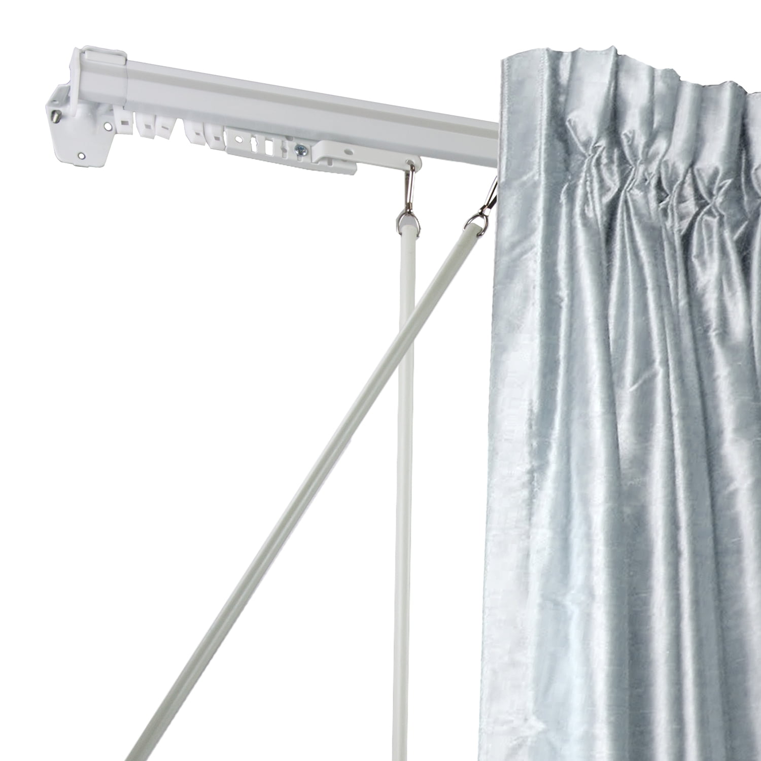 Domovina Adjustable Baton Draw Traverse Curtain  Rod-Color:White,Size:120-170\, image size:1500x1500