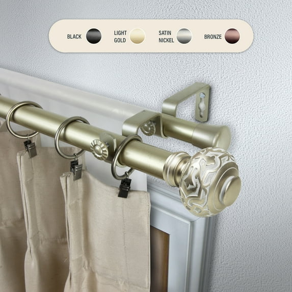 Domovina Amber 1" Double Curtain Rod-Color:Light Gold,Size:48-84"