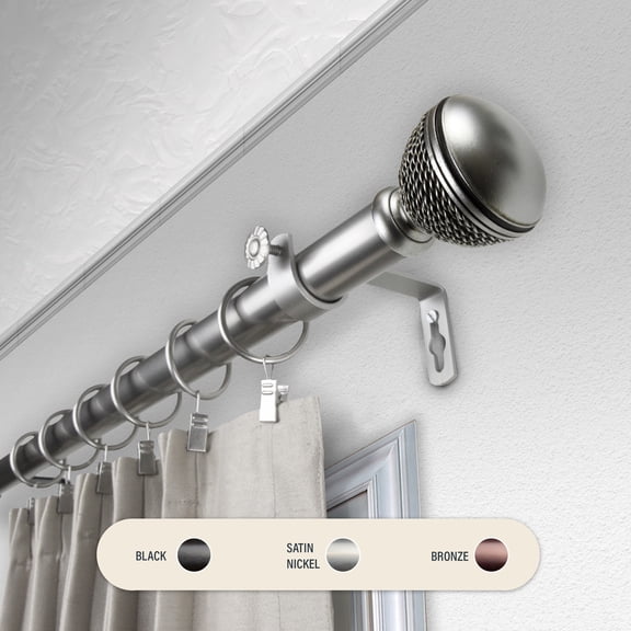 Domovina Amita 1" Curtain Rod-Color:Satin Nickel,Size:28-48"