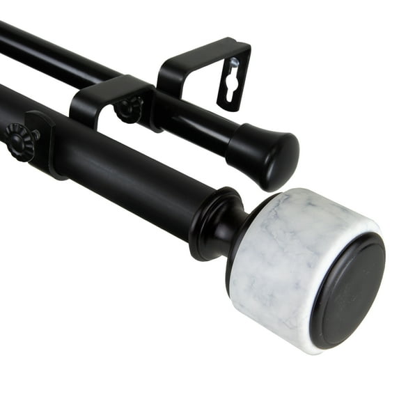 Domovina Andres 1-inch Double Curtian Rod-Color:Black,Size:28-48"